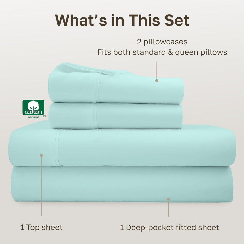 CaliforniaDesignDen California Design Den Soft 100% Cotton Bed Sheets Queen Size Set, 400 Thread Count Good Housekeeping Award Winner, Smoo…