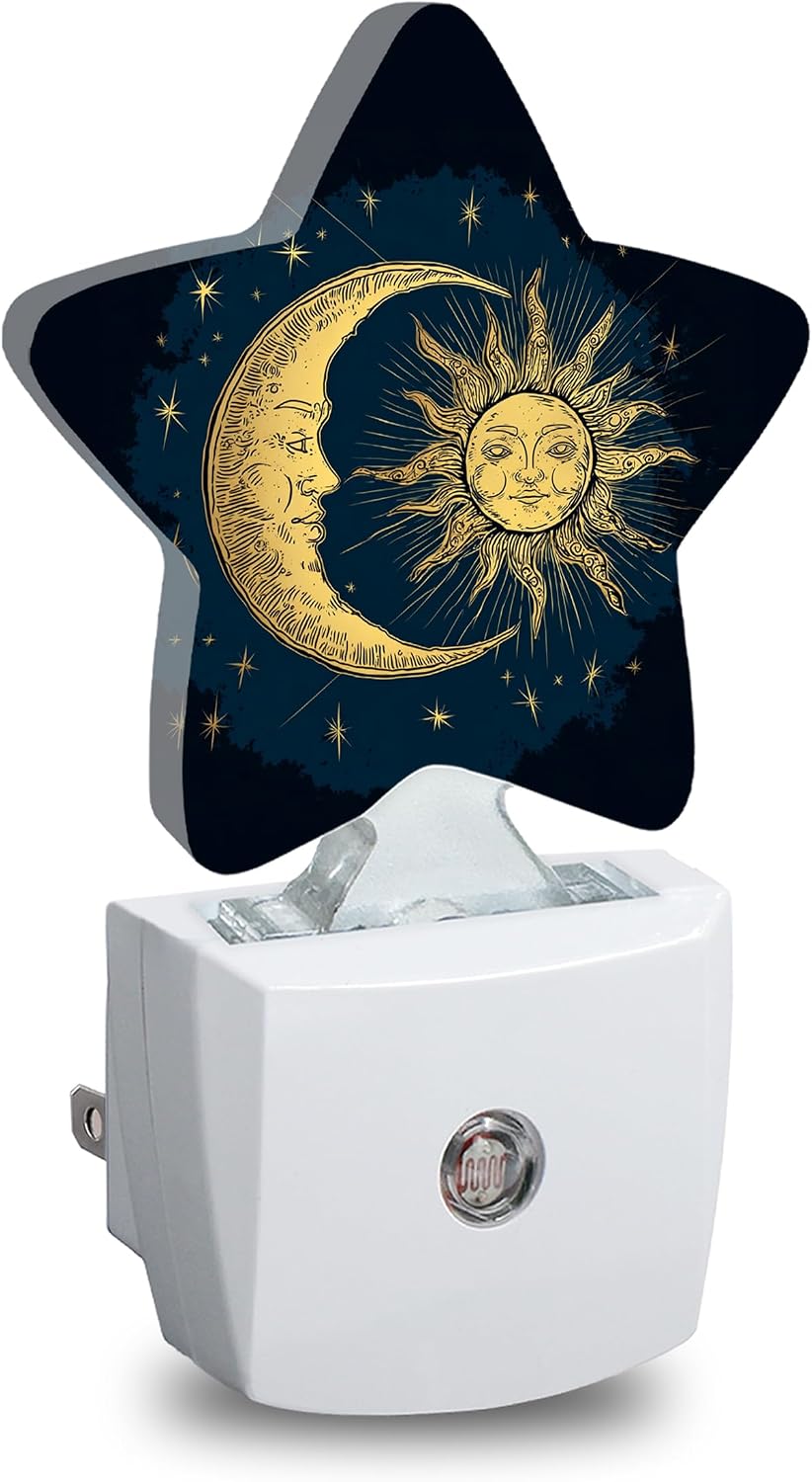 Boho Moon Sun Star Night Light Plug in, Soft Glow Night Light for Kids Bedroom Nursery, Gentle Warm Light for Sleep, Compact Lamp for…