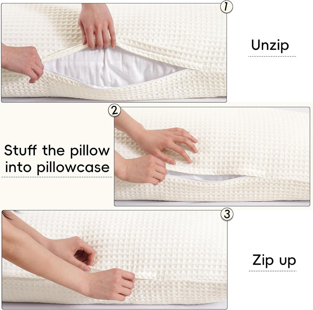 Phf Ultra Soft Waffle Weave Body Pillowcase with Zipper, No Insert, 1Pack 20" x 54" Pillow Sham, Breathable & Skin-Friendly Body Pillow cas…