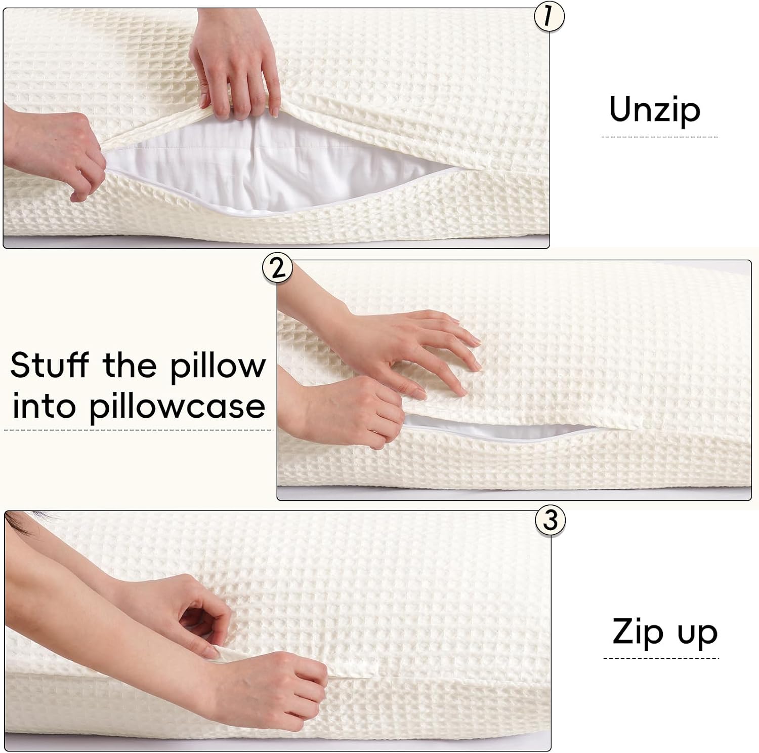 Phf Ultra Soft Waffle Weave Body Pillowcase with Zipper, No Insert, 1Pack 20" x 54" Pillow Sham, Breathable & Skin-Friendly Body Pillow cas…