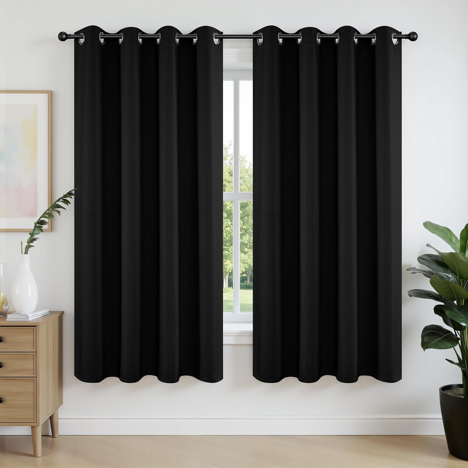 Joydeco Blackout Curtains 54 Inch Length 2 Panels Set, Thermal Insulated Long Curtains& Drapes 2 Burg, Room Darkening Grommet Drapes for Li…