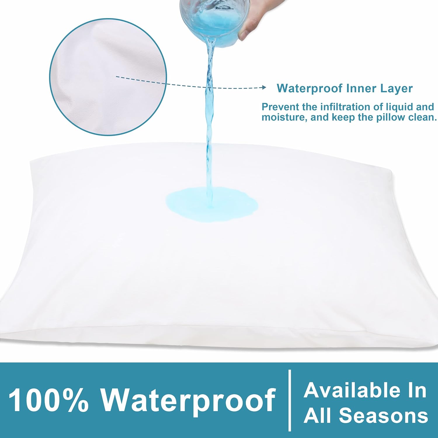 Ntbay 4 Pack Zippered Waterproof Standard Pillow Protectors, Super Soft Quiet Zip Pillow Protectors, 20x26 Inches Jersey Pure White Waterpr…