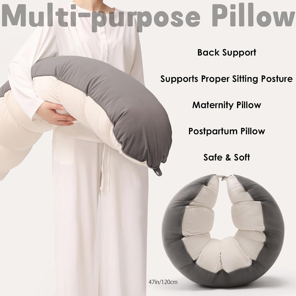 Peallow(Pat. Pend) – Long Round Body Pillow for Adults, Bolster Pillow for Sleeping, Soft and Supportive Pillow for Sleeping & Lumbar…