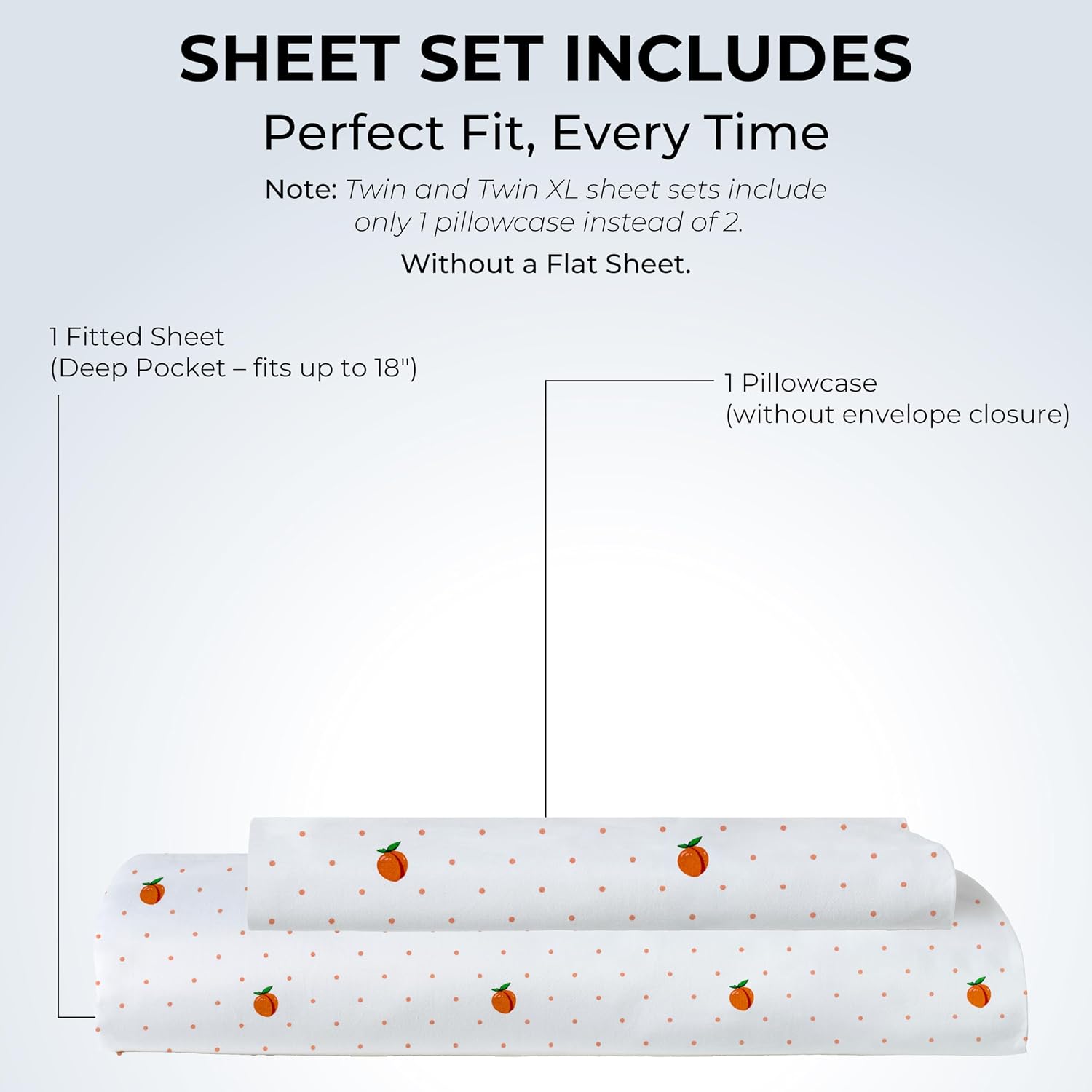 Twin XL Fitted Sheet with 18" Deep Pockets, No Flat - Percale Weave Natural - Breathable 100% Cotton Printed Bedding, 1 Fitted Sheet + 1…