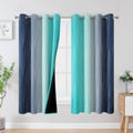 Estelartextiler Estelar Textiler Navy Blue and Teal Blackout Curtains 63 Inch Length 2 Panels Set, Full Room Darkening Grommet Ombre Curtai…