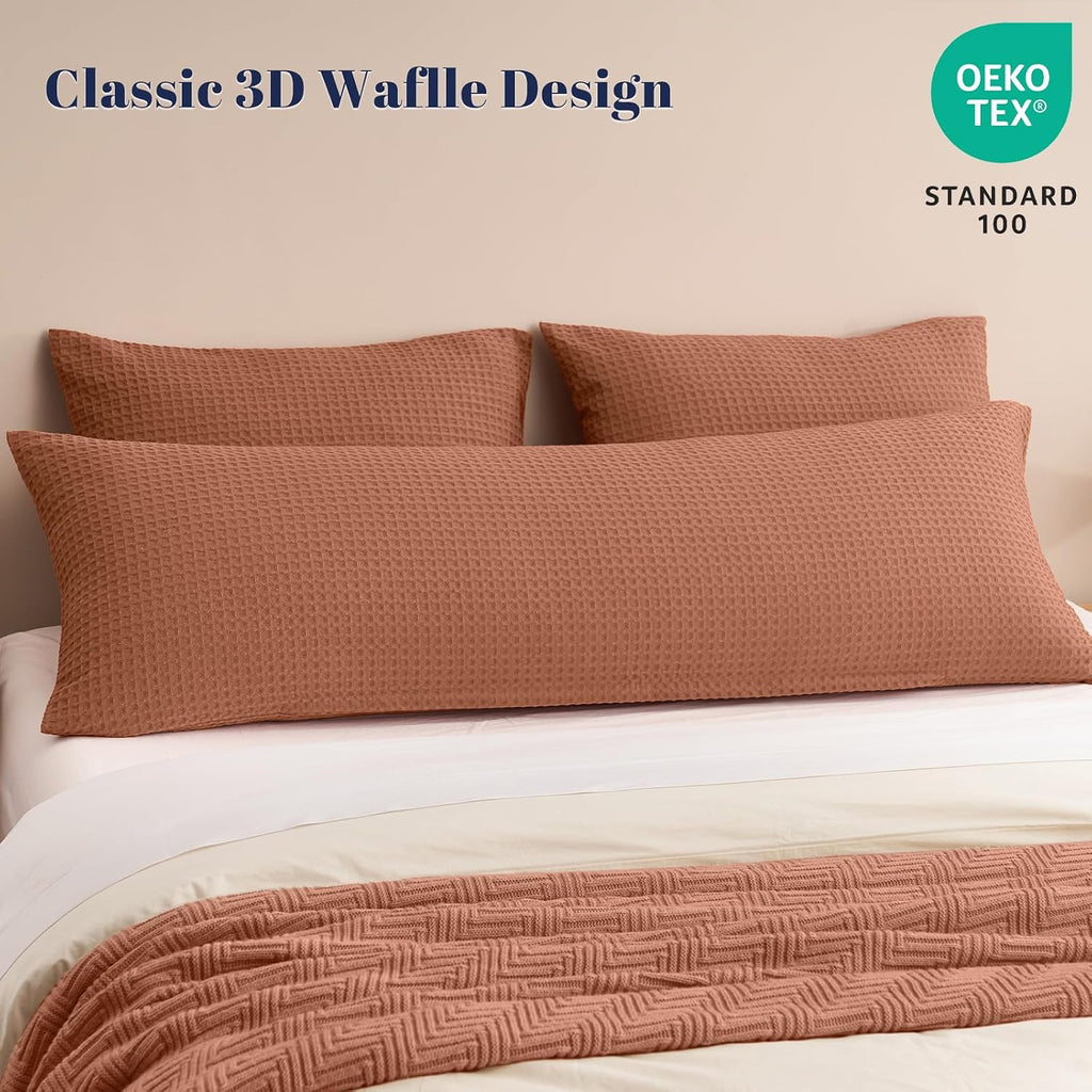 Phf Ultra Soft Waffle Weave Body Pillowcase with Zipper, No Insert, 1Pack 20" x 54" Pillow Sham, Breathable & Skin-Friendly Body Pillow cas…
