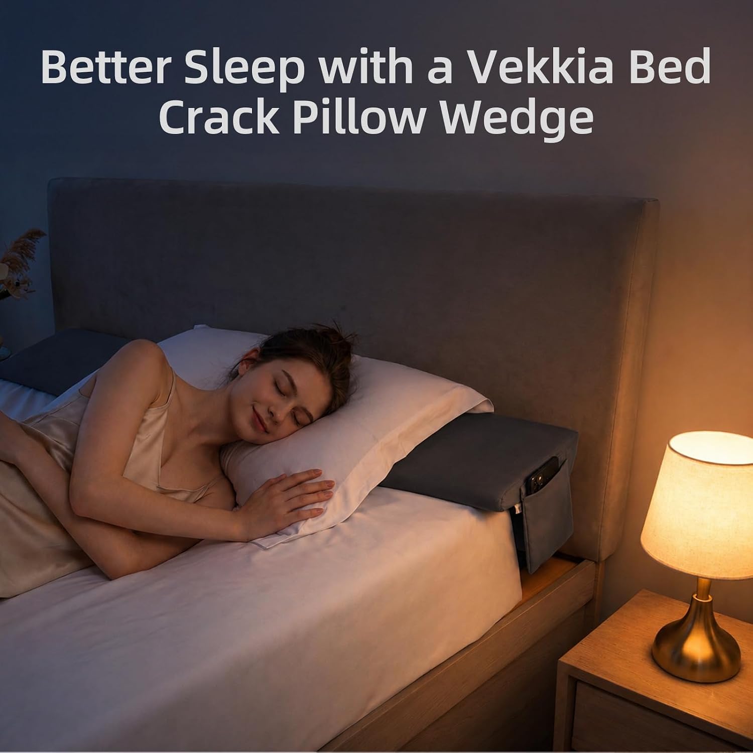 Vekkia 2-in-1 Queen Bed Wedge Pillow for Headboard Gap, Mattress Gap Filler Pillow to Cover 0-6" Gap, Bed Wedge Gap Filler with…