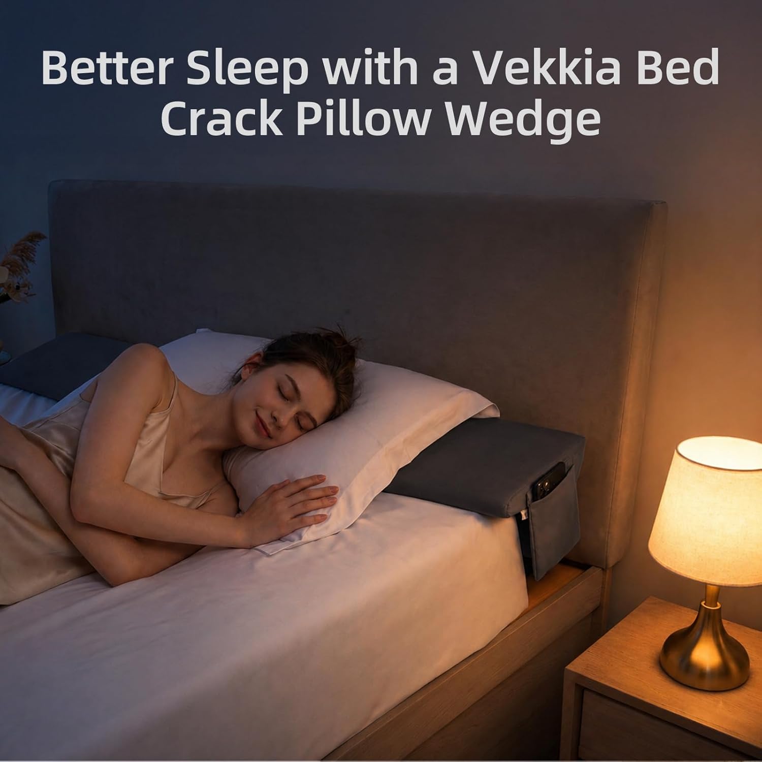 Vekkia 2-in-1 King Bed Wedge Pillow for Headboard Gap, Mattress Gap Filler Pillow to Cover 0-6" Gap, Bed Wedge Gap Filler with…
