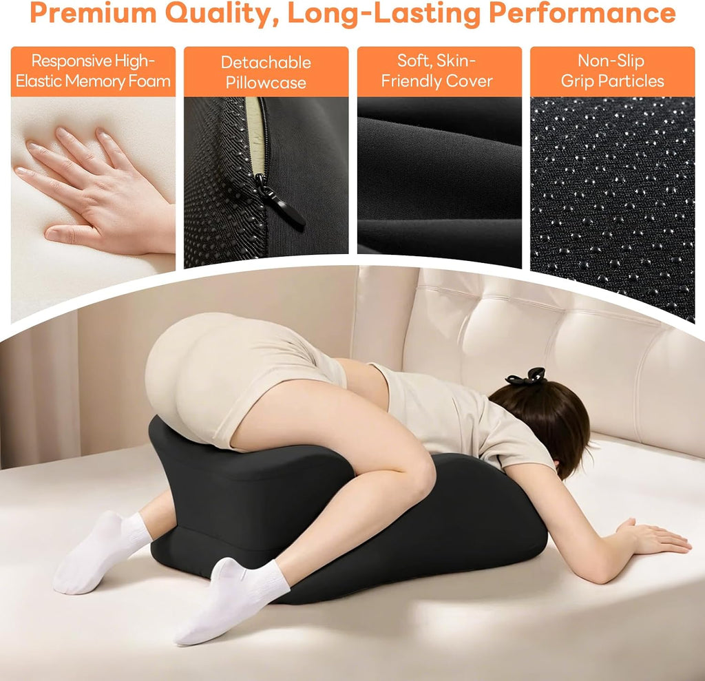Memory Foam Wedge Pillow, 27° Angled Ergonomic Contoured Intimacy Couples Positioning Pillow for Reading, Back & Neck Support…