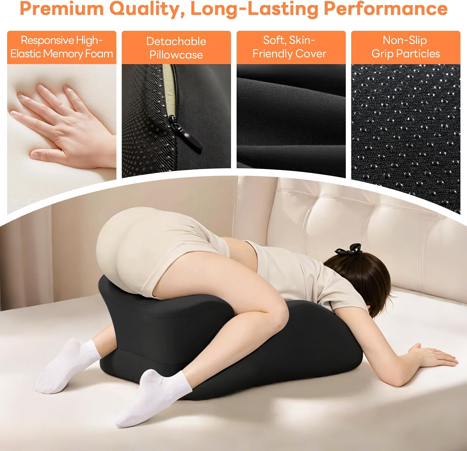 Memory Foam Wedge Pillow, 27° Angled Ergonomic Contoured Intimacy Couples Positioning Pillow for Reading, Back & Neck Support…