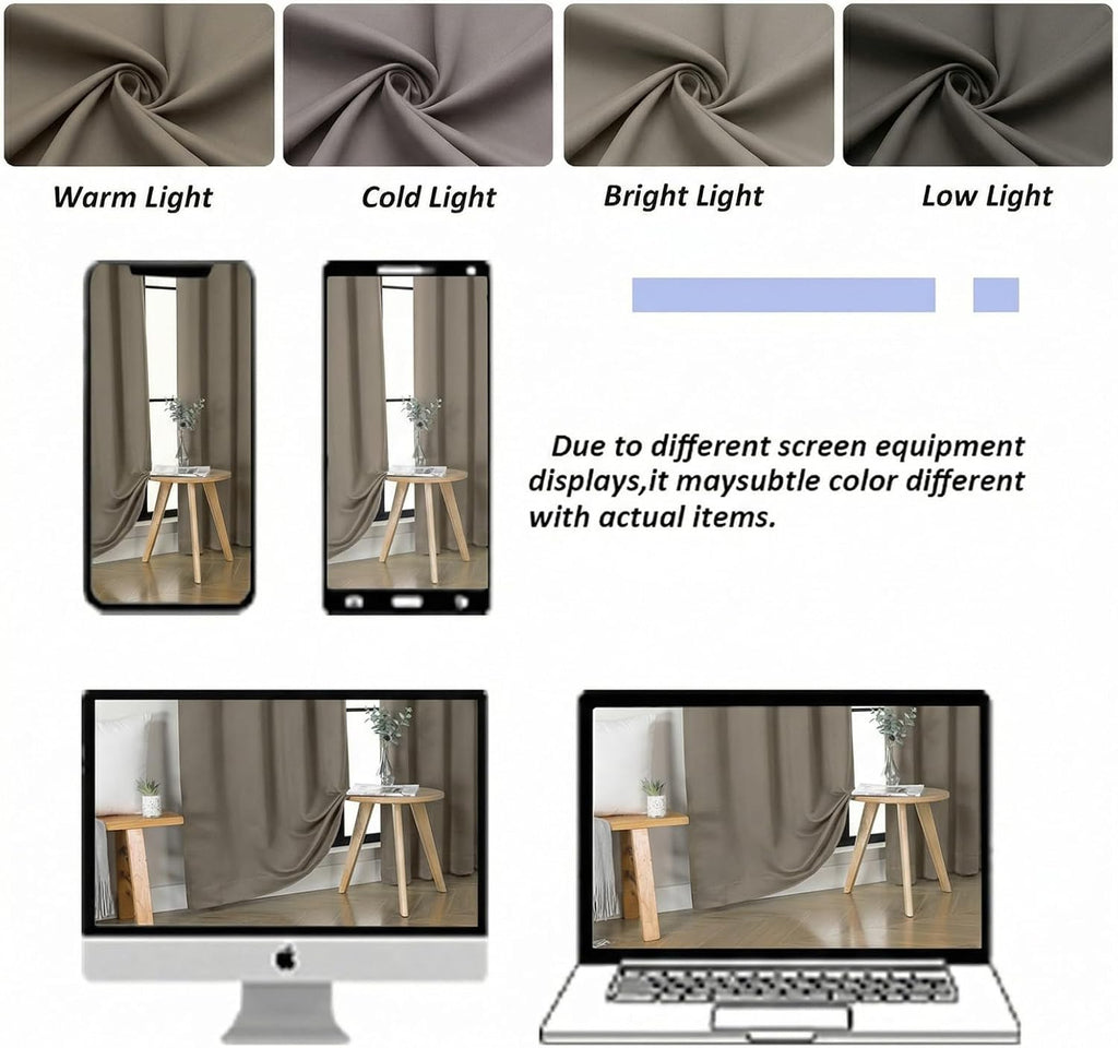 Simplebrand Ava Latte Short Blackout Curtains for Bedroom 54 Inches Long 2 Panels Set, Solid Thermal Insulated, Energy Saving Window Treatm…