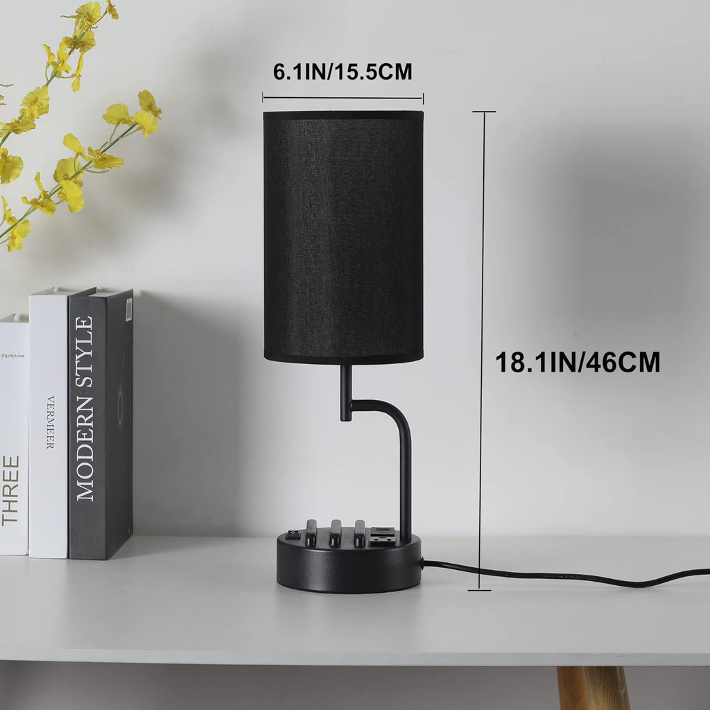 Dreamholder Table Lamp with 3 USB Charging Ports, Modern Desk Lamp with AC Outlet and Phone Stands, Perfect Bedside Lamp for Bedroom…