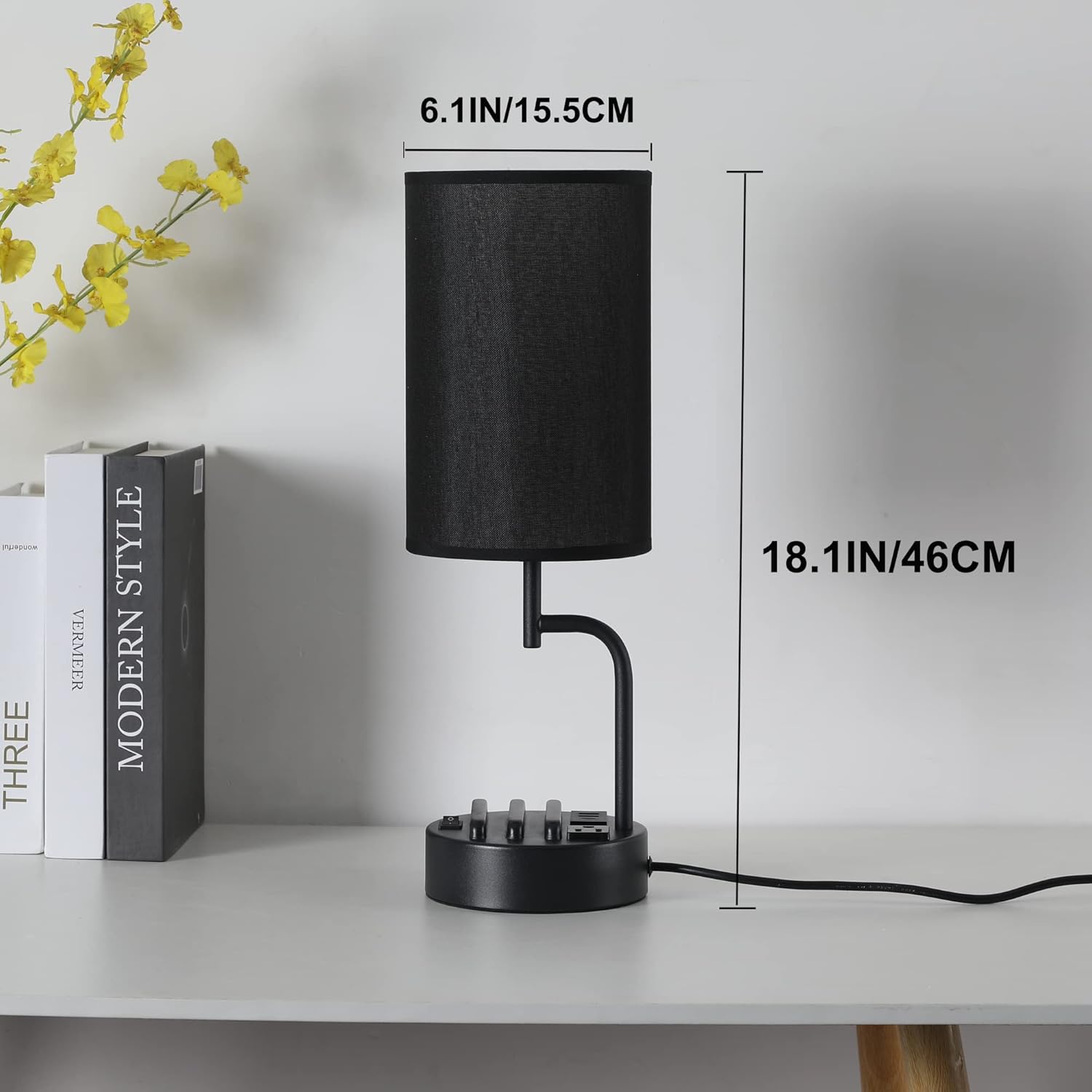 Dreamholder Table Lamp with 3 USB Charging Ports, Modern Desk Lamp with AC Outlet and Phone Stands, Perfect Bedside Lamp for Bedroom…