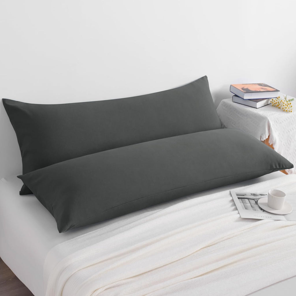 Ntbay Body Pillow Cases Set of 2, 2 Pack Brushed Microfiber 20x54 Pillow Cases, Soft, Wrinkle, Fade, Stain Resistant Dark Grey Pillow Cases…