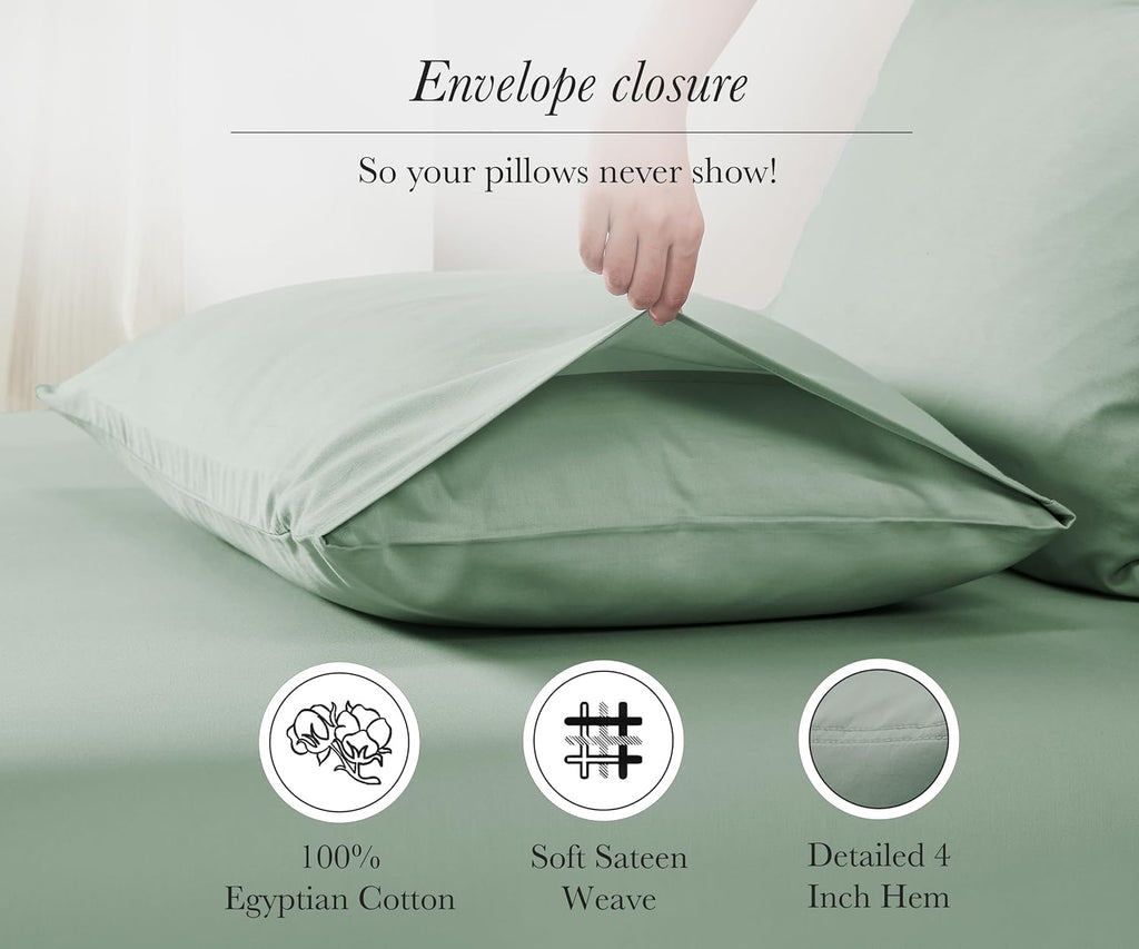 CaliforniaDesignDen California Design Den 100% Egyptian Cotton Pillow Cases Standard Size Set of 2, Hotel Cotton Pillow Cases, Soft and Bre…