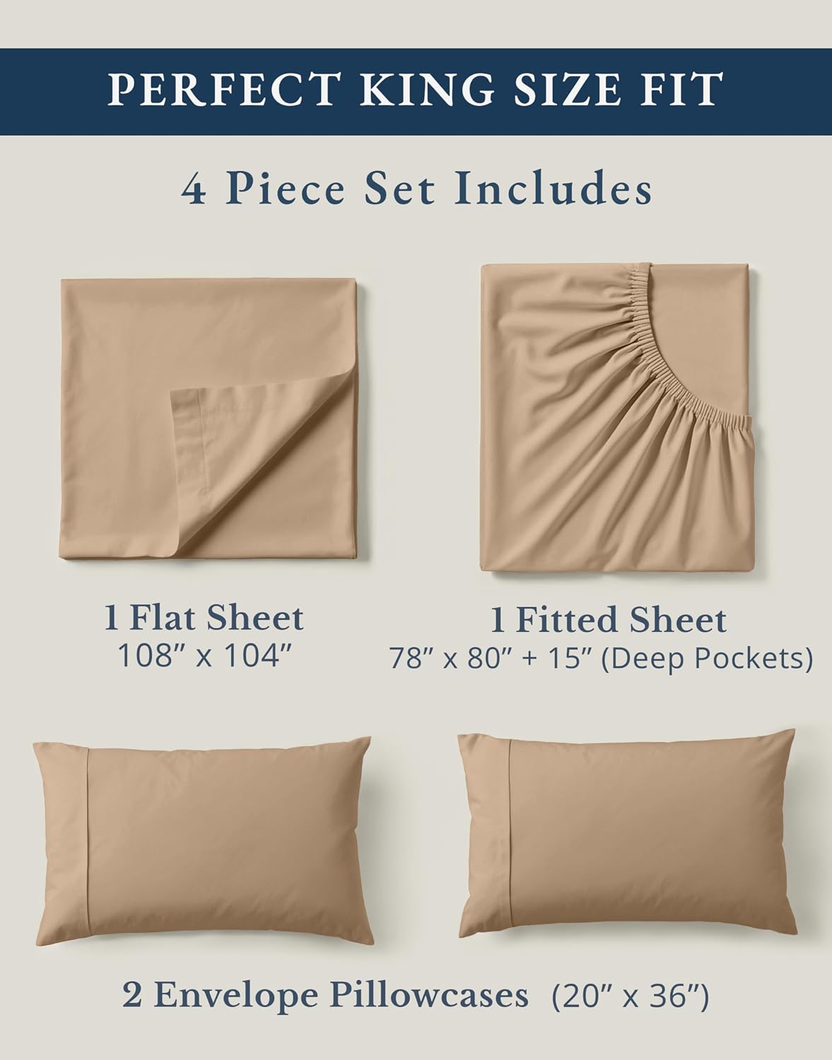 LaneLinen LANE LINEN 100% Organic Cotton Sheets Set, Long- Staple Percale Weave Ultra Soft - Bedding Sheets for Bed, GOTS Certified, Fits M…