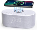 Odokee Sound Machine Alarm Clock Wireless Charger: Bluetooth 10W Stereo Sound Speaker Bedroom - White Noise Machine for Sleeping with 21 So…