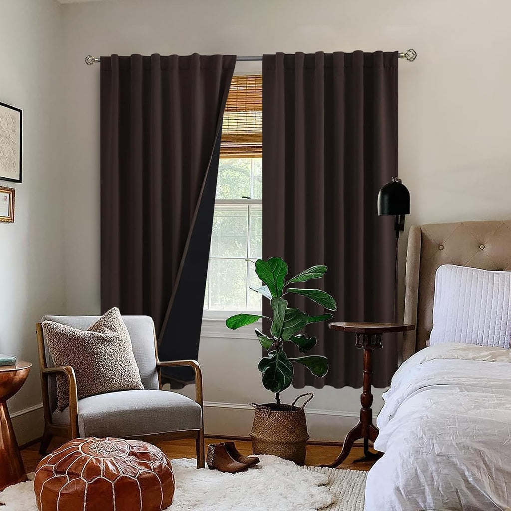 BGment 72 inch Curtains with Thermal Insulation Liner, 100% Blackout Light Blocking Noise Cancelling Room Darkening Rod Pocket and Back…