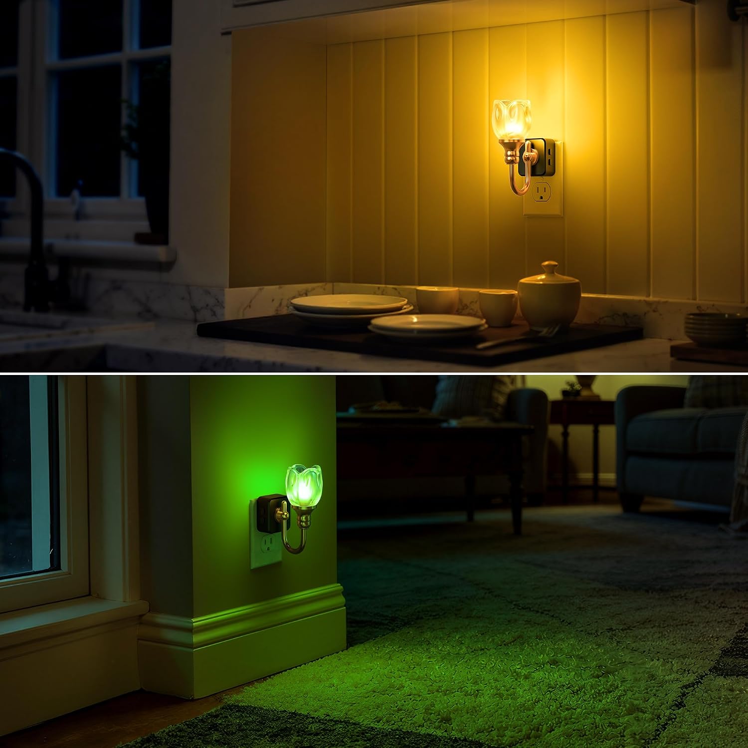 DORESshop LED Night Light, Tulip Night Lights Plug into Wall, 3 Level Brightness Adjustable Plug in Night Light, 8-Color RGB LED…