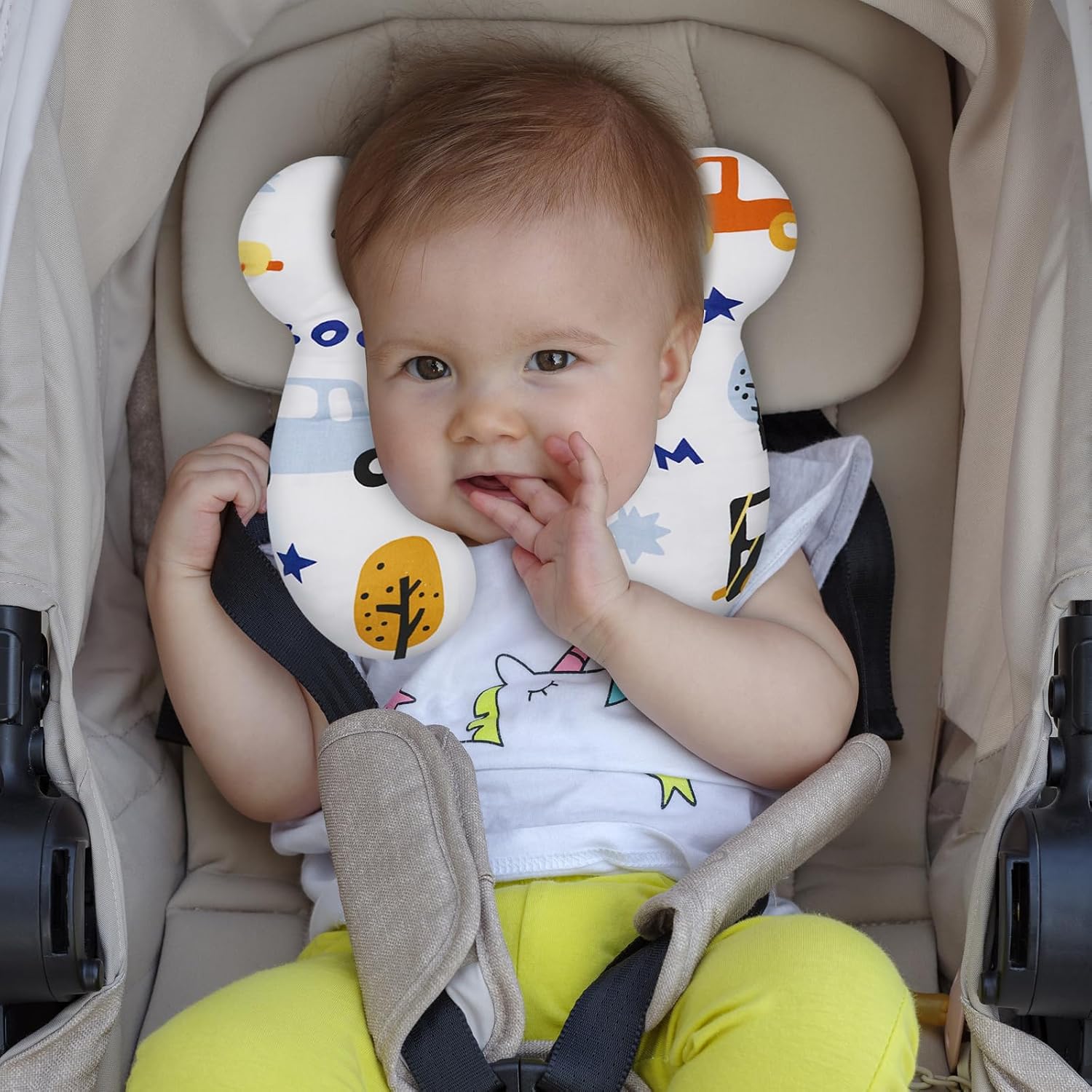 Baby Travel Pillow, Upgrade U-Shape Infant Head Support Pillow for Car Seat, Pushchair and Stroller, Soft Comfortable Neck Rest Cushion…