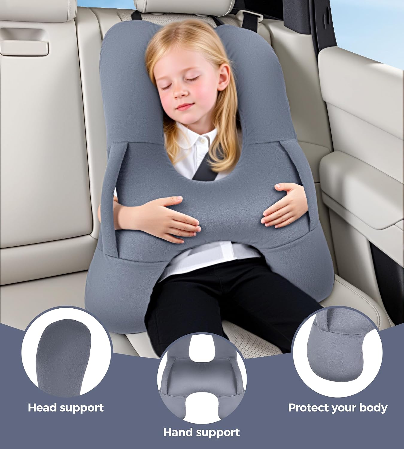 BEBAS H-Shaped Kids Travel Pillow for Car Travel Accessories for Children - Soft Breathable Supports Neck Head for Sleeping - Adjustable…