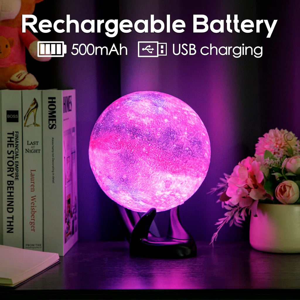 BRIGHTWORLD 7.1inch Galaxy Lamp 16 Colors Moon Lamp 3D Printing, Remote & Touch Control USB Rechargeable, Birthday Gifts for Women Room…