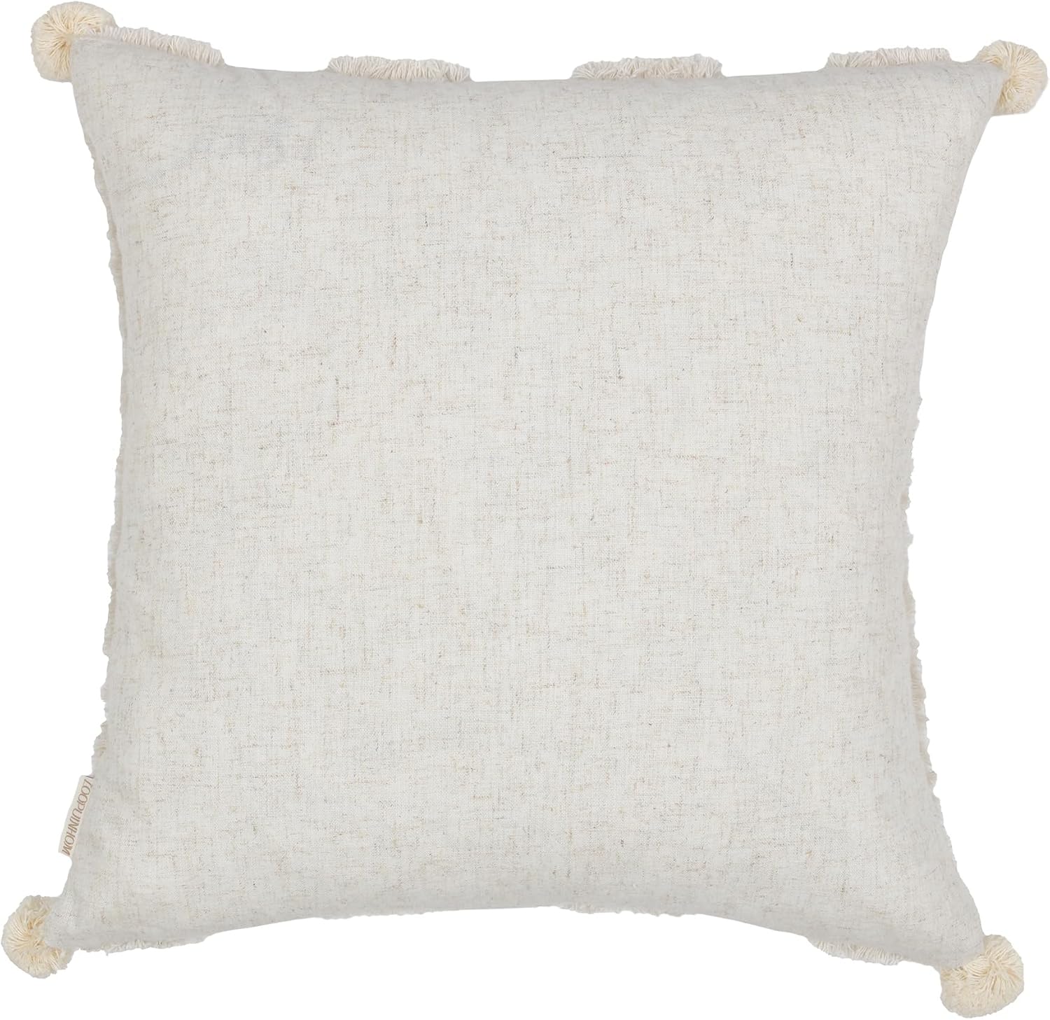 Loopuinhom Boho Pillow Covers 18X18 Inch Boho Tufted Linen Throw Pillow Covers Decorative Pompoms Cushion Cover Farmhouse Pillow Case for C…
