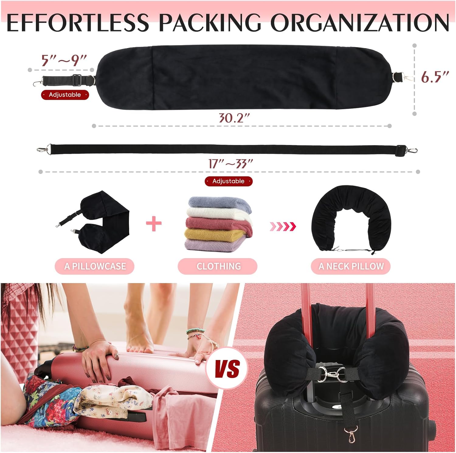 Stuffable Travel Pillow, Stuffable Neck Pillow for Travel, Neck Pillow Stuffed with Clothes Storage - No Extra Baggage Fees, Fits 5+ Days…
