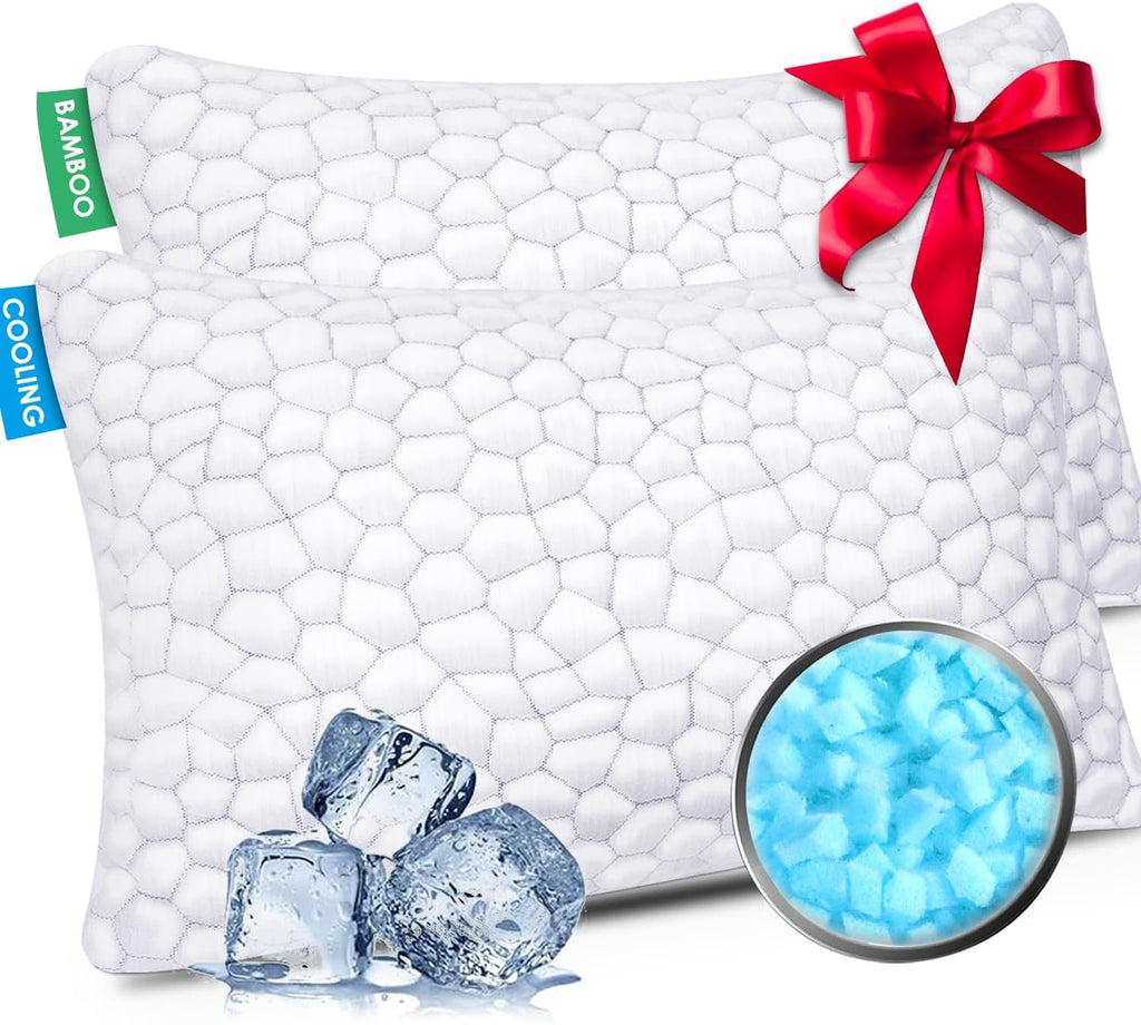SUPA MODERN Cooling Pillow Standard Size Set of 2, CertiPUR-US Shredded Memory Foam Pillows, Cool Bed Pillows for Hot Sleepers…