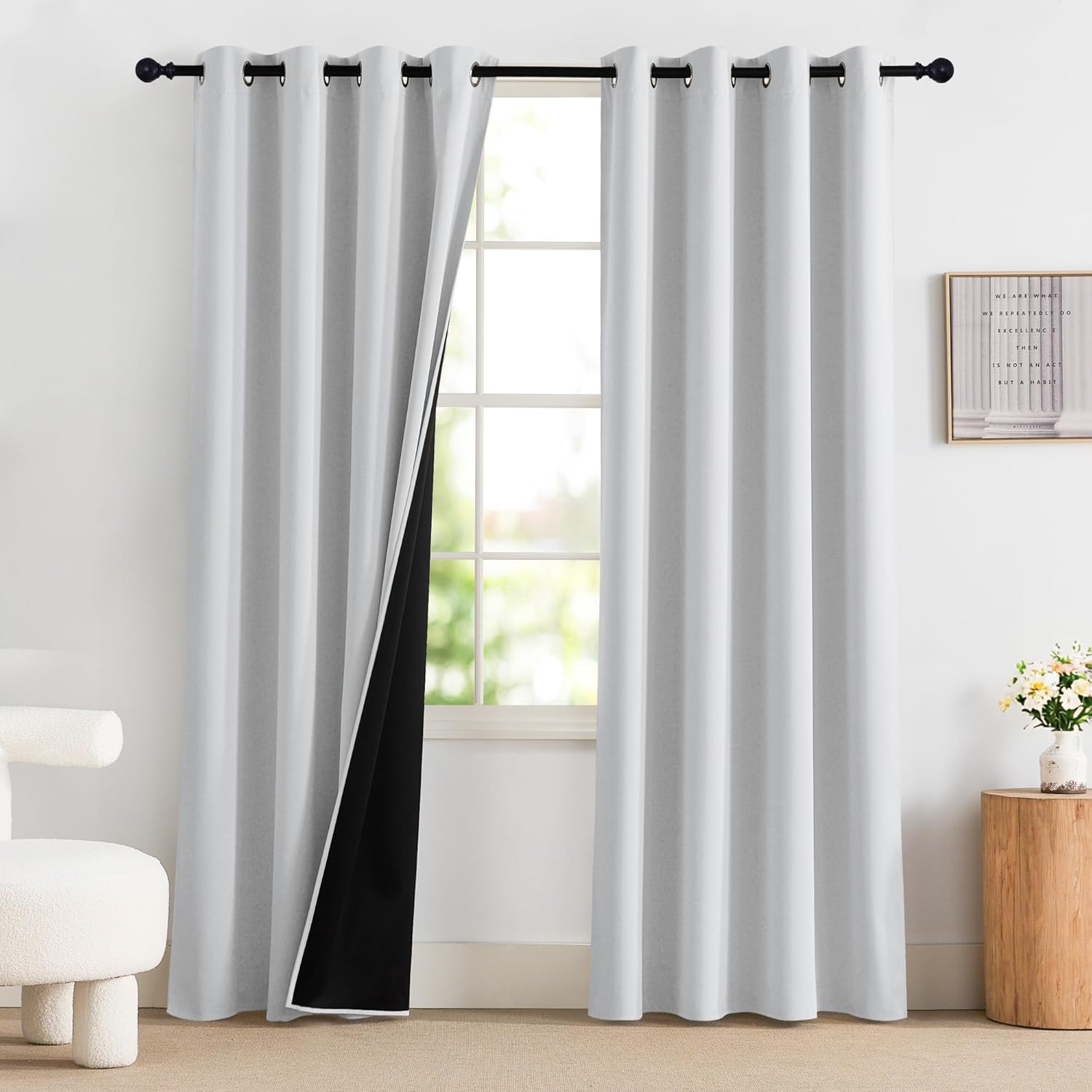 NICETOWN 100% Blackout Curtains 84 inch Long for Bedroom, Total Blackout Thermal Insulated Grommet Long Window Curtains 2 Panels Set, 2…