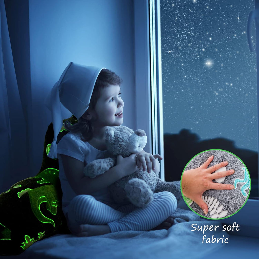 Aimuan Reading Pillow Glow in The Dark Bed Rest Wedge Kids Glow Backrest Pillow Dinosaur Print with Arms Back Support for Sitting Up in…
