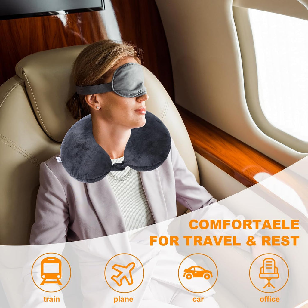 Travel Pillow,100% Pure Memory Foam U Shaped Neck Pillow, Super Lightweight Portable Headrest Great for Airplane, Car, Home, Office, Sleeping…