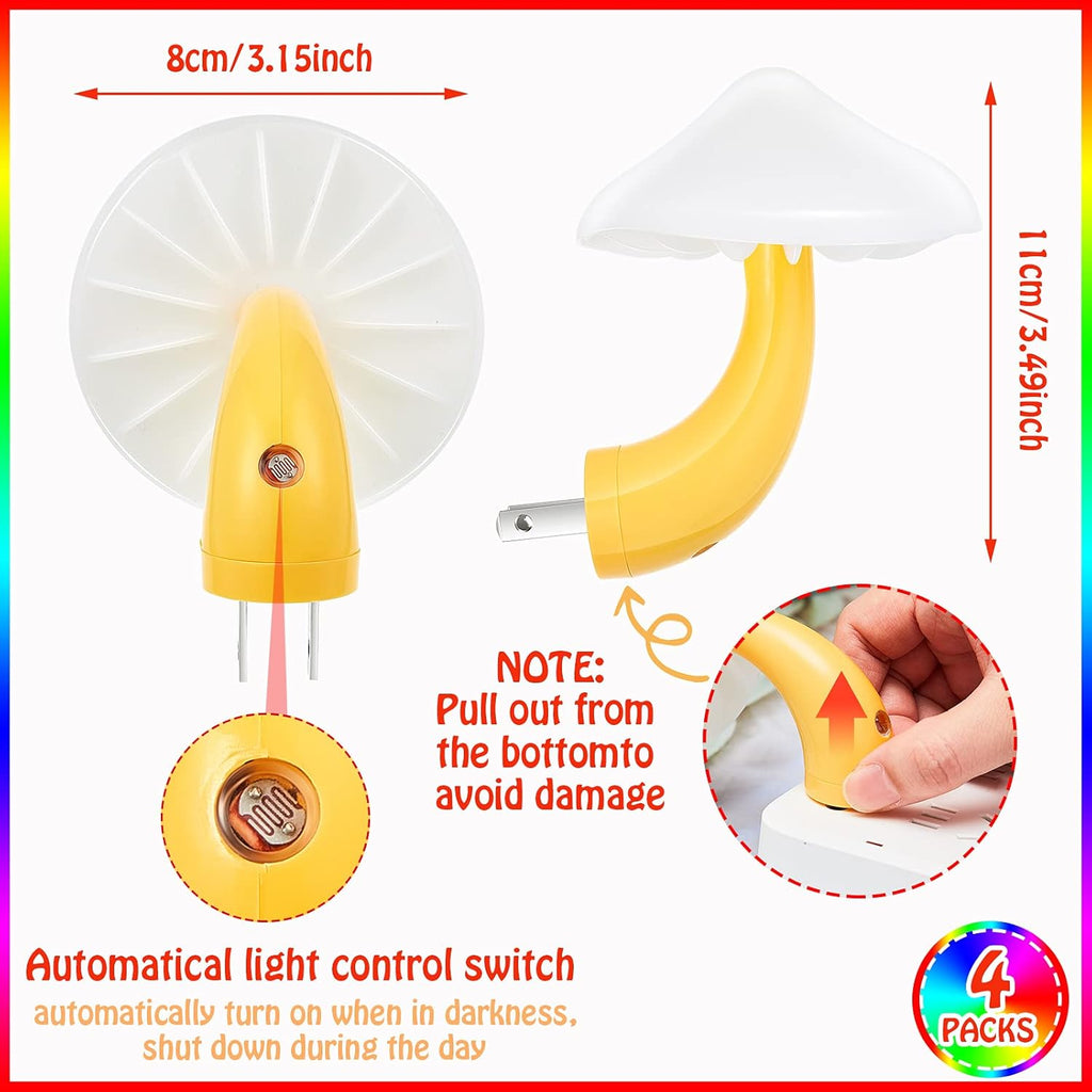 Honoson 4 Pieces Mushroom Night Light LED Night Light Plug in Lamp 7 Color Magic Mini Pretty Mushroom Shaped Lamp Adults(7-Color Light…