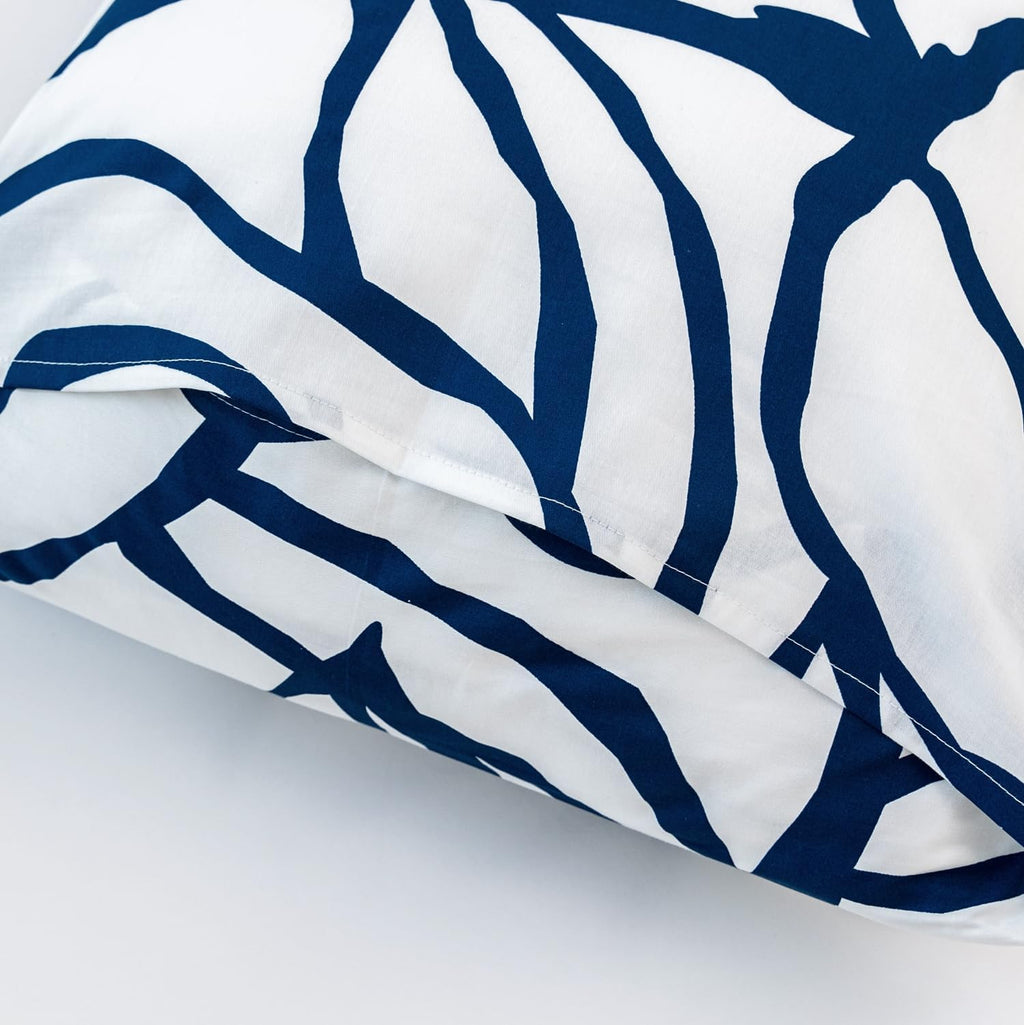 YuHeGuoJi Floral Pillow Cases Queen 100% Cotton Blue White Pillowcases Set of 2 Decorative Flower Pillow Covers Abstract Botanical Pillow E…