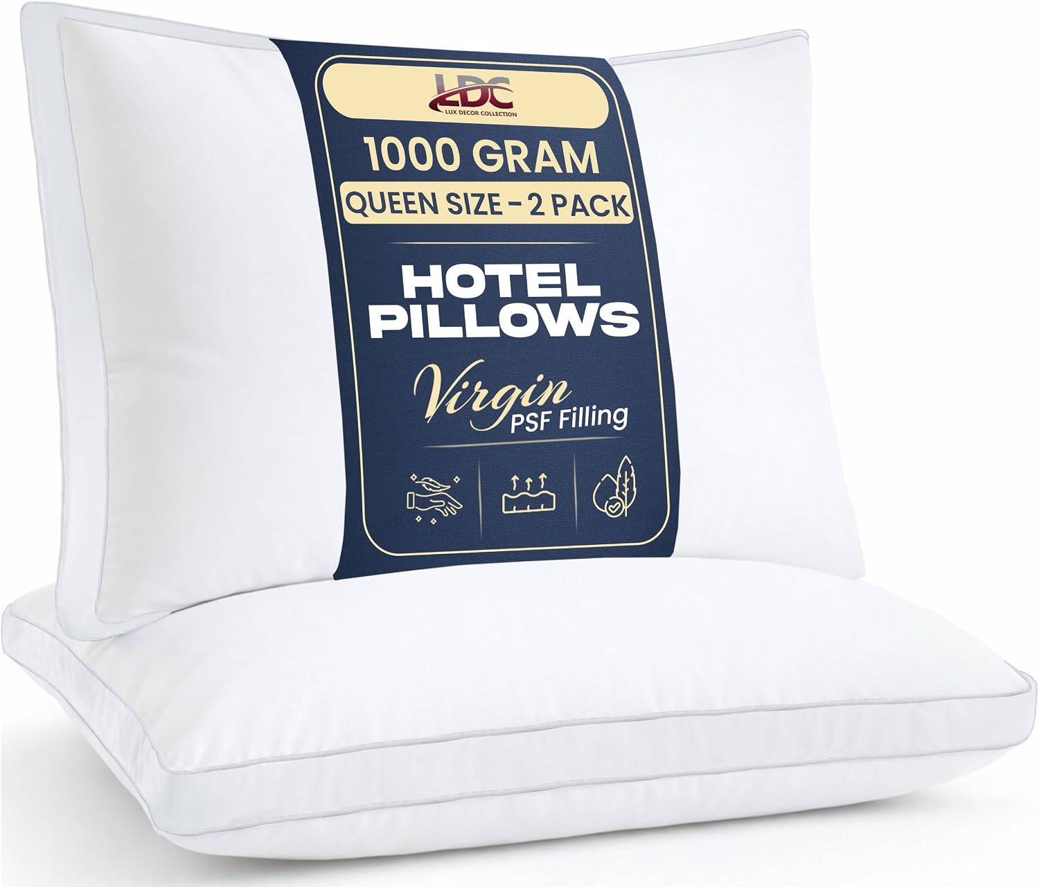 LuxDecorCollection LUX Décor Gusseted Style Soft Hotel Pillows Set of 2 – for Side, Stomach & Back Sleepers - Down Alternative Hotel Bed Pi…