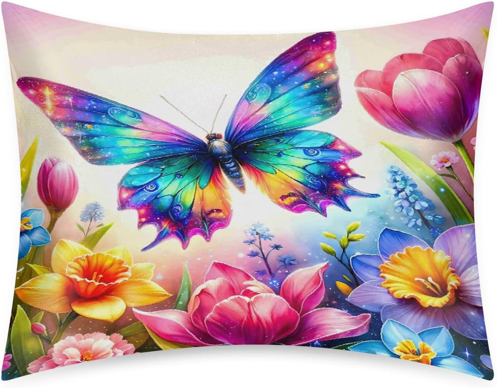 Colorful Butterfly Flowers Satin Pillowcase for Hair and Skin Soft Silk Pillow Cases with Envelope Closure Cooling Pillow Case Slip 15.99…