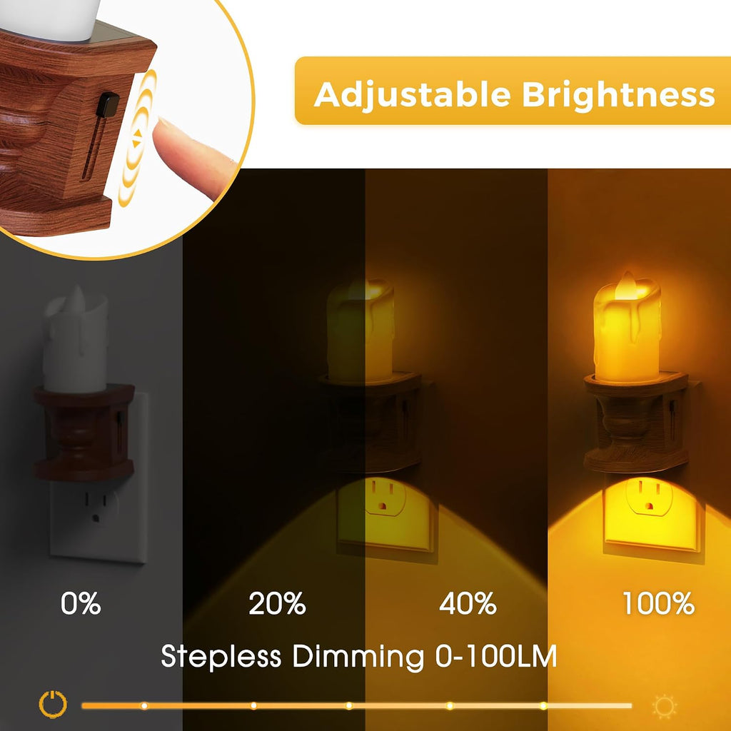 L LOHAS LED Night Light,[2-Pack] Flameless Candle Night Light with 3 Lighting Model, Dusk to Dawn Sensor,0-100LM Brightness…