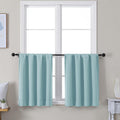 Simplebrand Ava Aqua Short 24 Inches Blackout Curtain 2 Panels Set, Half Window Rod Pocket Privacy Curtain Tiers for Kitchen, Curtains Blac…