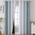 Estelartextiler Estelar Textiler Stone Blue and Greyish White Blackout Curtains 84 Inches Long, Full Room Darkening Grommet Curtains for Bed…