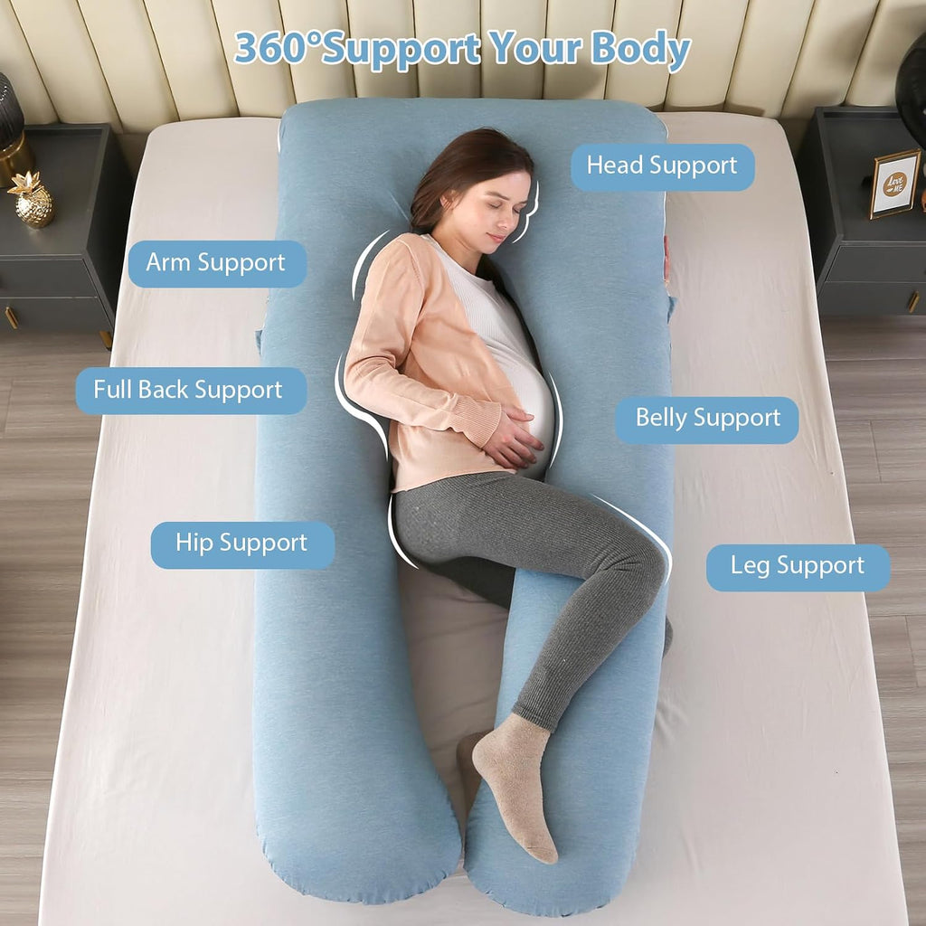 Amagoing Cooling Pregnancy Pillow for Sleeping, U Shaped Maternity Full Body Pillow for Women with Hip, Leg, Back Pain Support, Removable C…