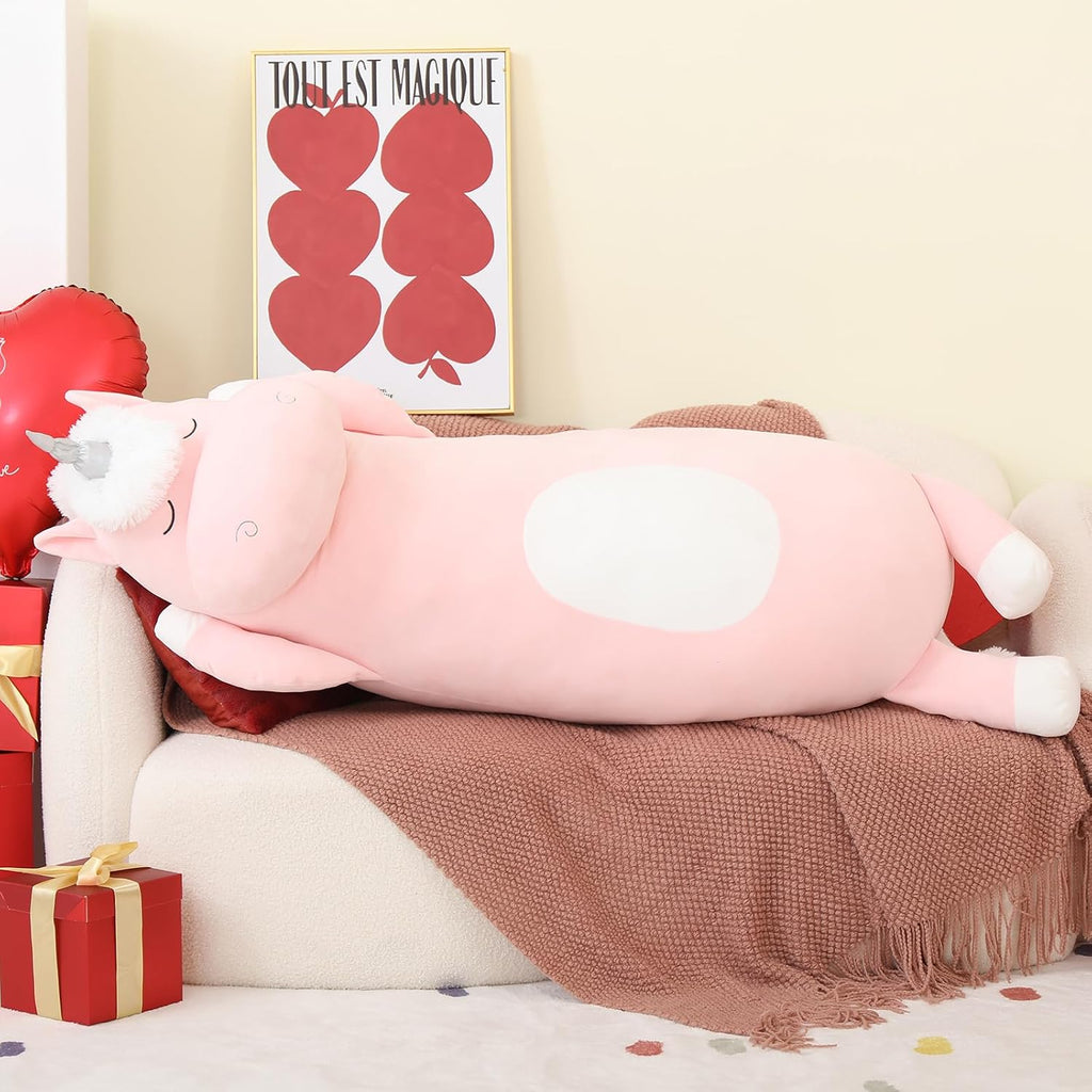 MorisMos Giant Plush Unicorn Body Pillow for Girl Boy, 4Ft Long, 51'' Large Stuffed Unicorn Pillow Plush Toy, Jumbo Pink Stuffed Animal…