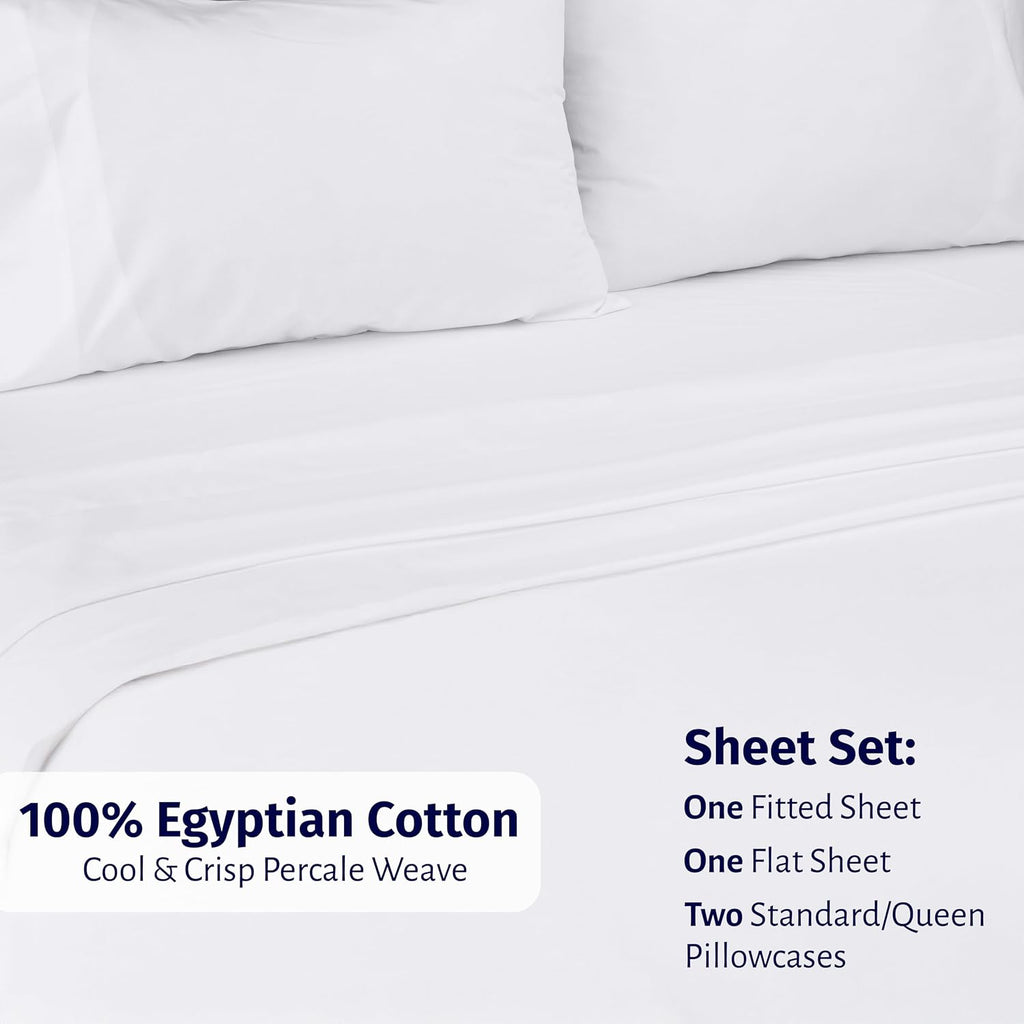 CaliforniaDesignDen California Design Den Certified 100% Egyptian Cotton Full Size Sheets Set - Lightweight & Crisp Percale Cotton Sheets F…