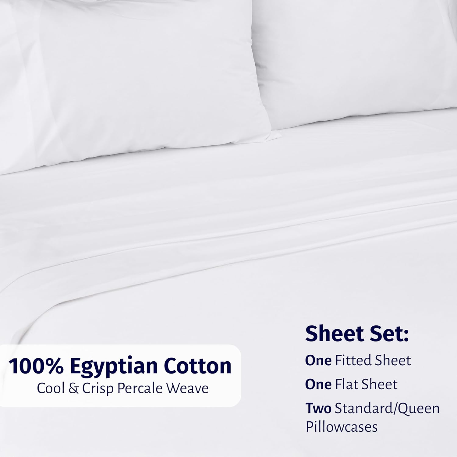 CaliforniaDesignDen California Design Den Certified 100% Egyptian Cotton Full Size Sheets Set - Lightweight & Crisp Percale Cotton Sheets F…