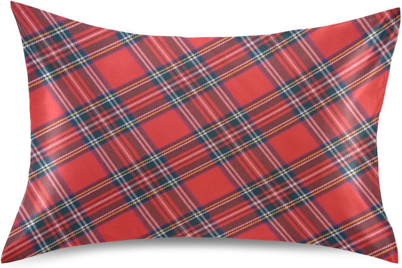 Stewart Tartan Plaid Pillow Covers Silk Pillowcase for Hair and Skin Soft and Smooth Cooling Satin Pillowcase Queen Size Pillow Case for…