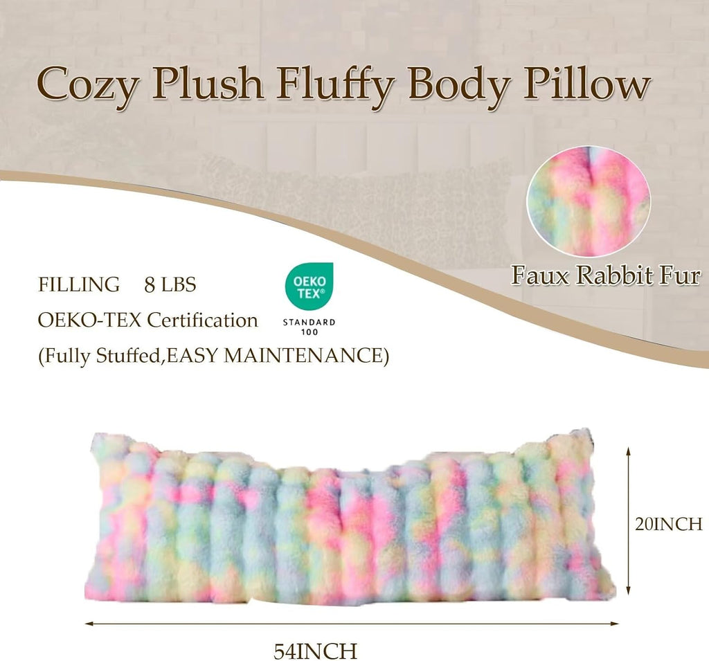 Animebody Luxury Shaggy Faux Fur Body Pillow, Fluffy Bed Pillow with Zipper Closure, Soft Decorative Plush Full Long Pillow, Fuzzy Hug Pillow…