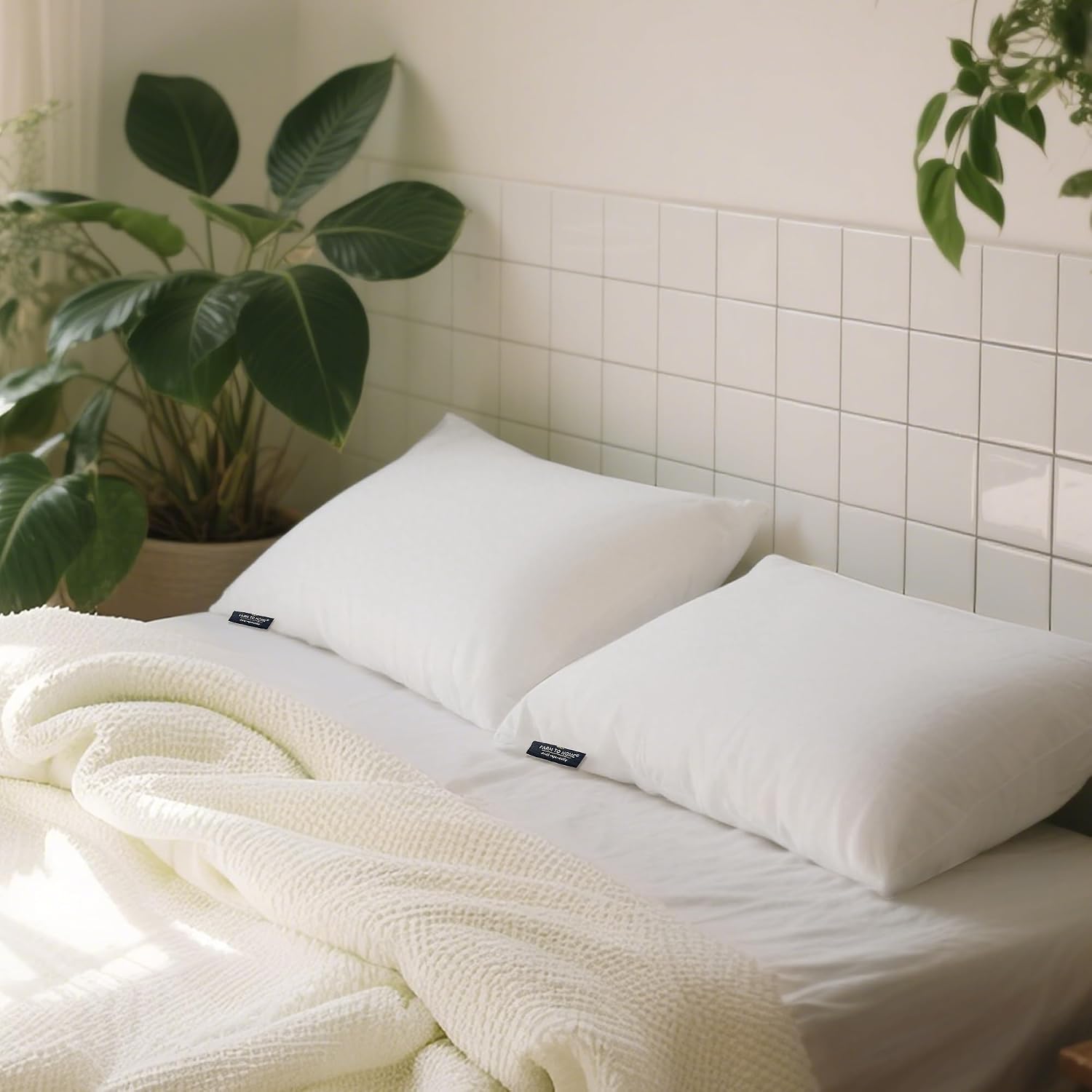 Farm To Home 100% Organic Cotton Cover Pillows King Size Set of 2, Down Alternative Hotel Quality Soft Bed Pillow for Back & Side…