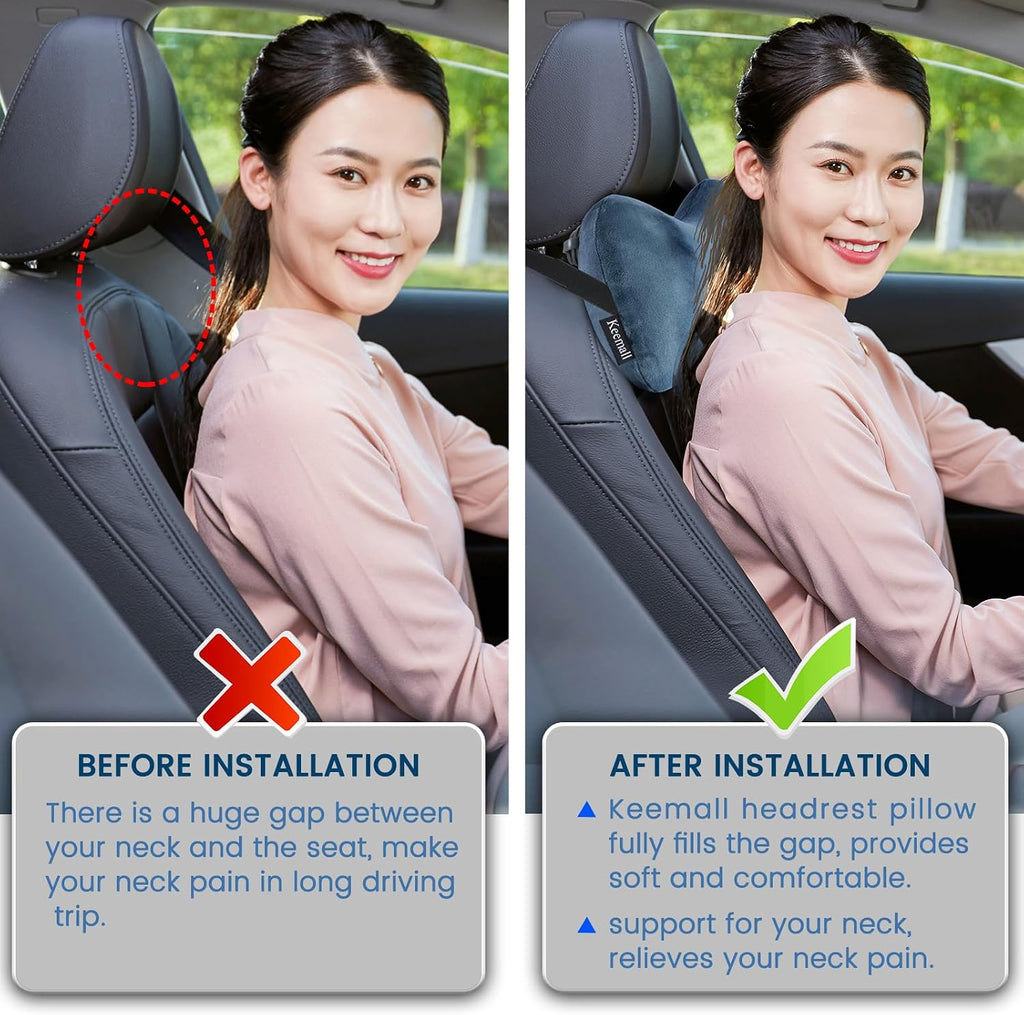 Keemall Inflatable Car Neck Pillow Driving, Blow Up Car Headrest Pillow for Car, Inflatable Travel Pillow for Camping, Neck Support for…
