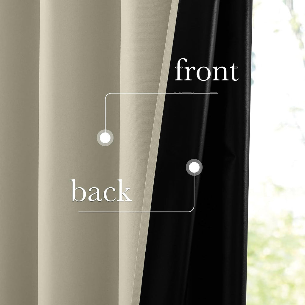 Nicetown 100% Blackout Muted Beige Curtains 84 inches Long, Grommet Energy Saving Thermal Insulated Window Treatments Lightweight for Bedro…