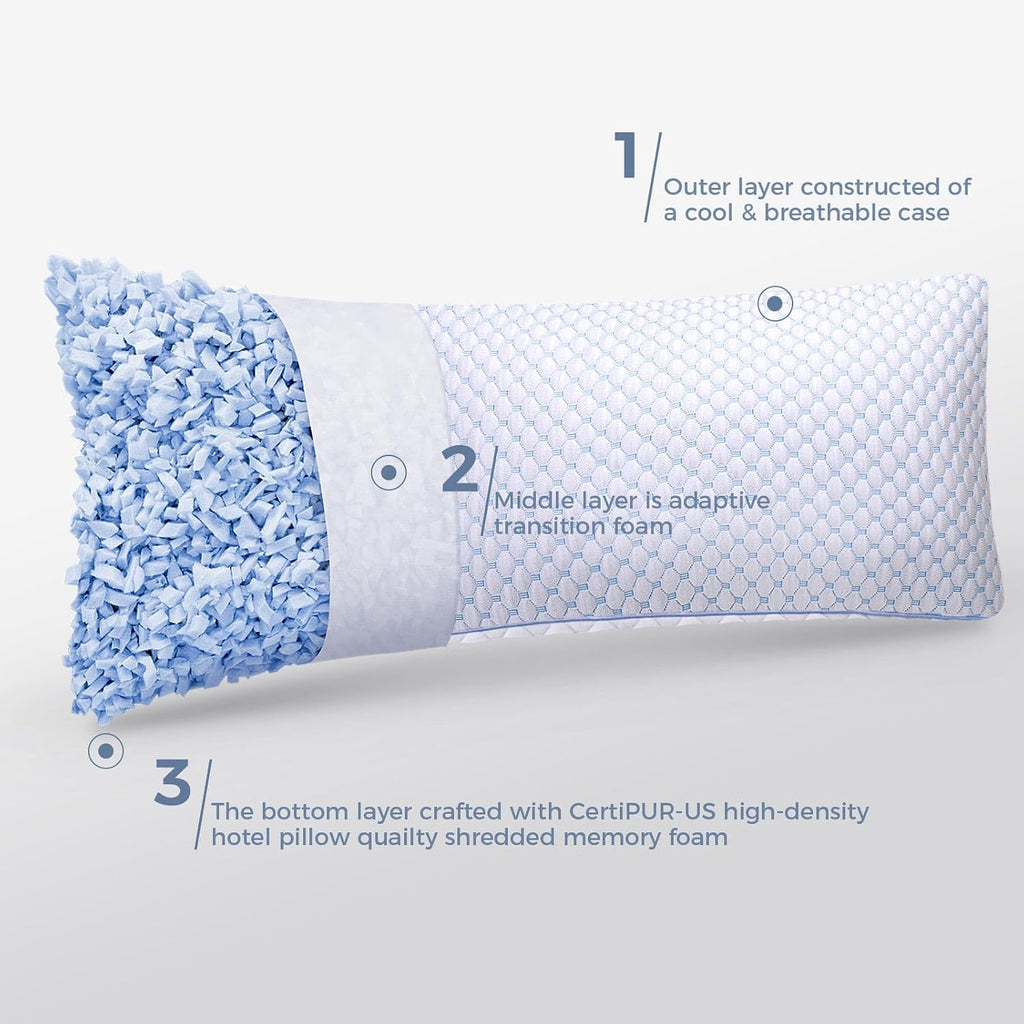 OSBED Cooling Adjustable Shredded Memory Foam Body Pillow - Temperature-Regulating for All Sleepers with Dual Airflow…
