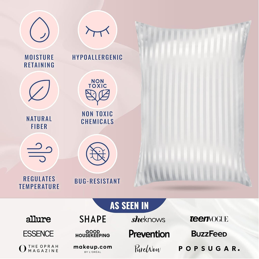 Blissy Silk Pillowcase - 100% Pure Mulberry Silk - 22 Momme 6A High-Grade Fibers - Silk Pillow Cover for Hair & Skin - Regular, Queen &…